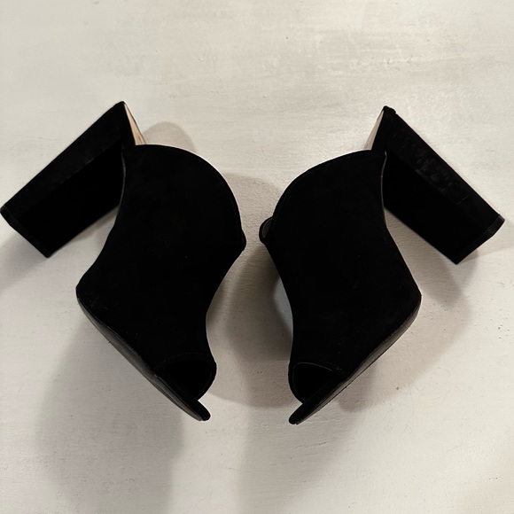 Qupid Open Toe Mules Velvet Black Size 9 - Picture 5 of 12